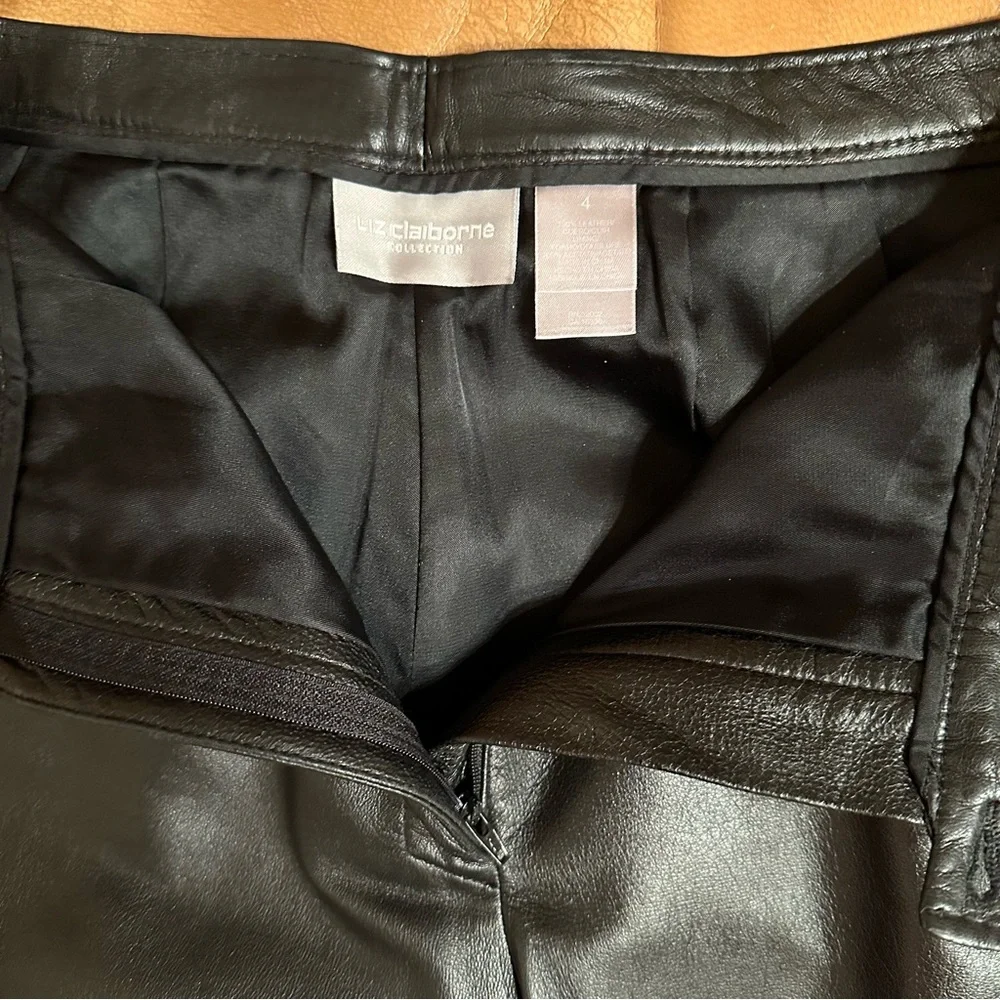 Genuine Lambskin Leather pants slacks Liz Claiborne collection Y2K size 4 - Picture 10 of 11